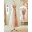 Chic / Belle Rougissant Rose Robe Demoiselle D'honneur 2023 Princesse Encolure Carrée Manches Courtes Dos Nu Noeud Ceinture Longue Robe Demoiselle D'honneur