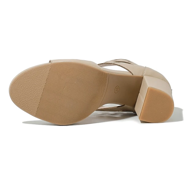 Roman Khaki Street Wear Summer Womens Sandals 2023 T-Strap 8 cm Thick Heels Open / Peep Toe Sandals High Heels