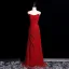 Sexy Red Glitter Evening Dresses 2025 Trumpet / Mermaid Off-The-Shoulder Short Sleeve Backless Floor-Length / Long Evening Party Formal Dresses