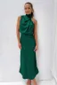 Fashion Beige Street Wear Holiday Women Dresses 2023 High Neck Tea-length Womens Clothing
