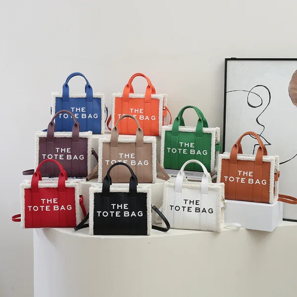 Fashion Letter Graphic Women Tote Bag Women's Bags Brown Shoulder Bags Woolen PU Dating Handbag 2023
