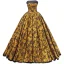Vintage / Retro Black Gold Printing Prom Dresses 2023 Ball Gown Satin Strapless Sleeveless Backless Floor-Length / Long Prom Formal Dresses
