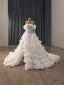 Luxe Witte Handgemaakt Parel Appliques Split Voorzijde Trouwjurken 2025 Baljurk Strapless Mouwloos Ruglooze Chapel Train Huwelijk