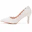 Elegant White Pearl Lace Flower Wedding Shoes 2023 7 cm Stiletto Heels Pointed Toe Wedding Pumps High Heels