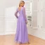 Modest / Simple Lavender Prom Dresses 2024 A-Line / Princess V-Neck Long Sleeve Backless Floor-Length / Long Prom Formal Dresses