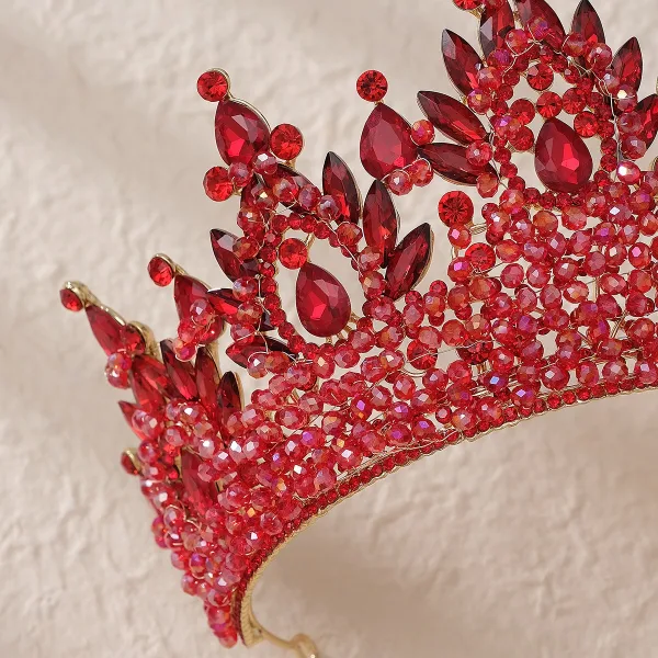 Sjarmerende Rødmende Rosa Rhinestone Legering Bryllup Krone Har Tilbehor 2024