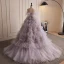 Charmant Lavendel Fallende Rüsche Abendkleider 2023 Ballkleid Bandeau Ärmellos Rückenfreies Sweep / Pinsel Zug Abend Festliche Kleider