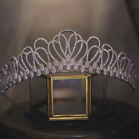 Charmant Argenté Faux Diamant Mariage Tiare 2022 Zircon Accessoire Cheveux Mariage