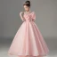 Lovely Blushing Pink Birthday Flower Girl Dresses 2022 Ball Gown Spaghetti Straps Sleeveless Backless Pearl Bow Floor-Length / Long Flower Girl Dresses