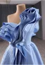 Haut de Gamme Mode Bleu Ciel Perlage Paillettes Robe De Bal 2024 Princesse Une épaule Sans Manches Dos Nu Train De Balayage Promo Robe De Ceremonie