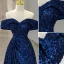Charmant Bleu Roi Paillettes Robe De Soirée 2023 Princesse De l'épaule Sans Manches Dos Nu Longue Soirée Robe De Ceremonie