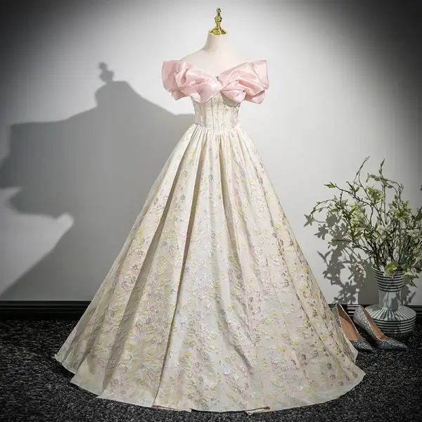 Eleganckie Rumieniąc Różowy Rhinestone Cekiny Sukienki Na Bal 2025 Suknia Balowa Przy Ramieniu Kótkie Rękawy Bez Pleców Długie Bal Sukienki Wizytowe