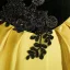 Vintage / Retro Yellow Lace Flower Prom Dresses 2025 Ball Gown Off-The-Shoulder Short Sleeve Backless Floor-Length / Long Prom Formal Dresses