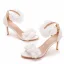 Charmant Blanche Appliques Chaussure De Mariée 2023 Bride Cheville 8 cm Talons Aiguilles Peep Toes / Bout Ouvert Chaussure De Mariée Talons Hauts