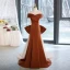 Chic / Belle Marron Organza Satin Robe De Bal 2023 Trompette / Sirène De l'épaule Sans Manches Dos Nu Noeud Train De Balayage Promo Robe De Ceremonie