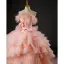 Charmant Pink Fallende Rüsche Durchbohrt Ballkleider 2022 Ballkleid Spaghettiträger Quaste Ärmellos Rückenfreies Schleife Stoffgürtel Hof-Schleppe Ball Festliche Kleider