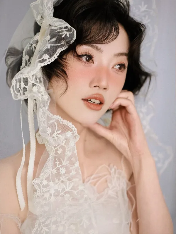 Vintage / Originale Blanche En Dentelle Fleur 1.5 m Voile De Mariée 2026 Tulle