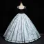 Elegant Black Printing Rhinestone Prom Dresses 2023 Ball Gown Spaghetti Straps Bow Short Sleeve Backless Floor-Length / Long Formal Dresses