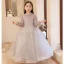 Chic / Beautiful Grey Birthday Flower Girl Dresses 2022 A-Line / Princess Scoop Neck Beading Sequins Long Sleeve Floor-Length / Long Flower Girl Dresses