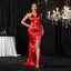 Sexy Rouge Robe De Soirée 2023 Trompette / Sirène Bretelles Spaghetti Sans Manches Dos Nu Fendue devant Train De Balayage Soirée Robe De Ceremonie