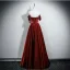 Charming Burgundy Prom Dresses 2025 A-Line / Princess Strapless Sleeveless Backless Floor-Length / Long Formal Dresses