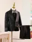 Scintillantes Noire Anniversaire 5 pièces Manches Longues Paillettes Costume Garçon Mariage 2026 Manteau Pantalon Chemise Cravate Gilet