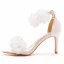 Charmant Blanche Appliques Chaussure De Mariée 2023 Bride Cheville 8 cm Talons Aiguilles Peep Toes / Bout Ouvert Chaussure De Mariée Talons Hauts