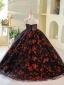 Charmant Schwarz Pailletten Sweep / Pinsel Zug Blumenmädchenkleider 2024 Ballkleid Bandeau Ärmellos Rückenfreies