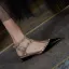 Fashion Beige Evening Party Leather Womens Shoes 2022 T-Strap Rivet 4 cm Thick Heels Low Heel Pointed Toe Womens Shoes High Heels
