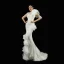 Haut de Gamme Noire Fait main Perlage Paillettes Robe De Soirée 2023 Trompette / Sirène Encolure Dégagée Appliques 1/2 Manches Ceinture Train De Balayage Soirée Robe De Ceremonie