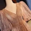 Bling Bling Champagne Beading Pearl Sequins Prom Dresses 2024 A-Line / Princess V-Neck Short Sleeve Backless Floor-Length / Long Prom Formal Dresses