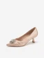 Chic / Belle Champagne Faux Diamant Promo Escarpins 2024 Cuir 5 cm Talons Aiguilles À Bout Pointu Talons Hauts