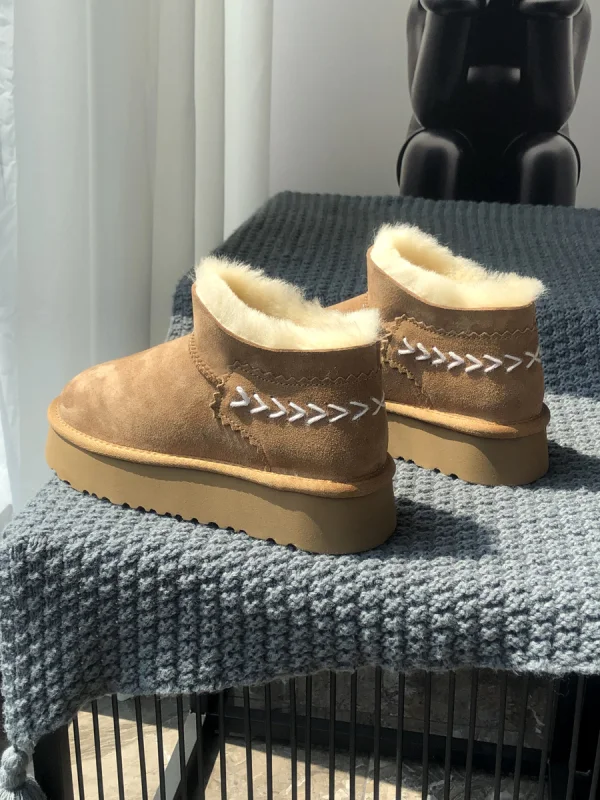 Keep Warm Winter Brown Street Wear Suede Snow Boots 2024 Leather Round Toe Womens Boots