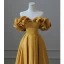 Chic / Beautiful Yellow Satin Evening Dresses  2023 A-Line / Princess Ruffle Off-The-Shoulder Short Sleeve Backless Floor-Length / Long Evening Party Formal Dresses