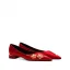 Chinese style Red Embroidered Satin Flat Wedding Shoes 2026 Pointed Toe Wedding Pumps