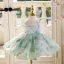 Chic / Beautiful Sage Green Beading Sequins Tassel Bow Birthday Flower Girl Dresses 2025 Ball Gown Scoop Neck Sleeveless Floor-Length / Long