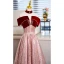 Chic / Beautiful Burgundy Beading Pearl Evening Dresses 2023 A-Line / Princess Off-The-Shoulder Short Sleeve Backless Floor-Length / Long Evening Party Formal Dresses