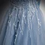 Chic / Beautiful Sky Blue Beading Sequins Prom Dresses 2022 A-Line / Princess V-Neck Puffy Short Sleeve Backless Floor-Length / Long Formal Dresses