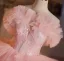 Charmant Perle Rose Volants en Cascade Perlage Paillettes Volants Robe De Bal 2025 Robe Boule Bustier Sans Manches Dos Nu Train De Balayage Tulle Promo Robe De Ceremonie