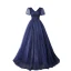 Vintage / Retro Navy Blue Beading Sequins Evening Dresses 2023 A-Line / Princess V-Neck Short Sleeve Backless Floor-Length / Long Evening Party Formal Dresses