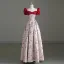 Elegant Burgundy Printing Satin Prom Dresses 2023 A-Line / Princess Square Neckline Bow Puffy Short Sleeve Backless Floor-Length / Long Formal Dresses