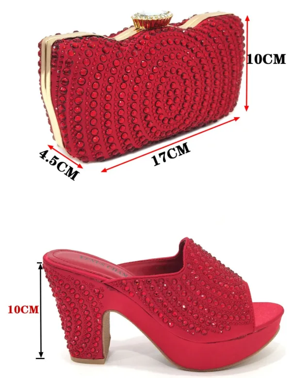 Chic / Beautiful Black Rhinestone Evening Party Womens Sandals Clutch Bags 2023 10 cm Thick Heels Open / Peep Toe Sandals High Heels Clutch Bags