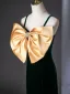 Elegant Dark Green Velvet Prom Dresses 2024 Trumpet / Mermaid Spaghetti Straps Bow Sleeveless Backless Sweep Train Prom Formal Dresses