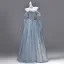 Bling Bling Himmelblau Strass Pailletten Applikationen Ballkleider 2026 A Linie Off Shoulder Kurze Ärmel Rückenfreies Lange Festliche Kleider