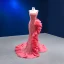 Haut de Gamme Chic / Belle Rose Bonbon Perlage Faux Diamant Paillettes Volants Robe De Soirée 2023 Trompette / Sirène Encolure Carrée Sans Manches Dos Nu Tribunal Train Soirée