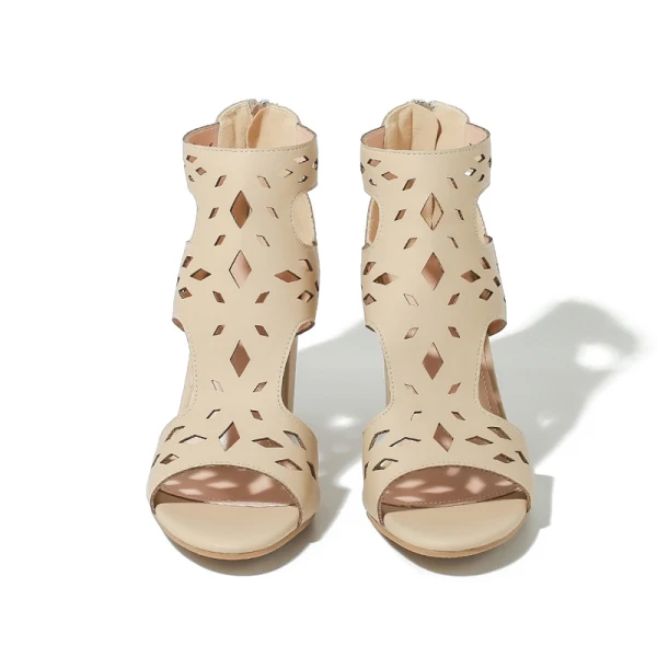 Roman Khaki Street Wear Summer Womens Sandals 2023 T-Strap 8 cm Thick Heels Open / Peep Toe Sandals High Heels