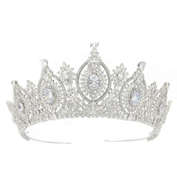 Baroque Bling Bling Argenté Faux Diamant Accessoire Cheveux Mariage 2024 Zircon Alliage Mariage