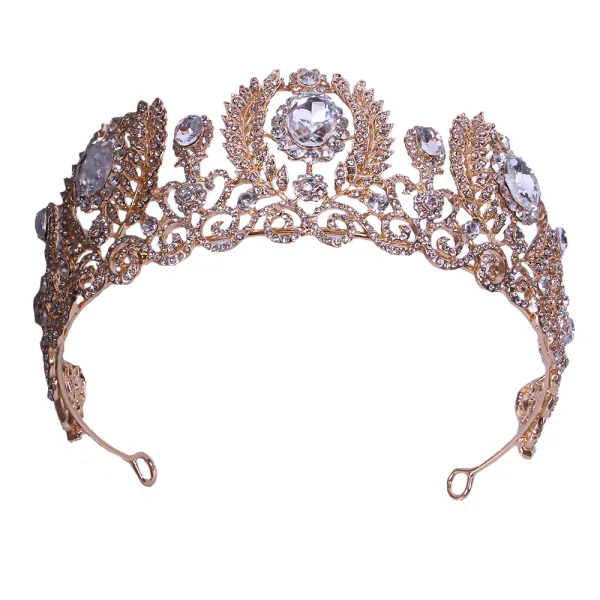 Charming Gold Crystal Rhinestone Wedding Tiara Bridal Hair Accessories 2022 Alloy