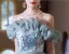 Chic / Belle Vert Citron Perlage Paillettes Robe De Bal 2025 Princesse Encolure Dégagée Manches Courtes Longue Promo Robe De Ceremonie