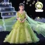 Flower Fairy Sage Green Appliques Birthday Flower Girl Dresses 2024 Ball Gown V-Neck Bell sleeves Floor-Length / Long